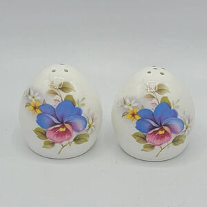 Sandford Easter Egg Salt and Pepper Shakers Floral Rose Fine Bone China England